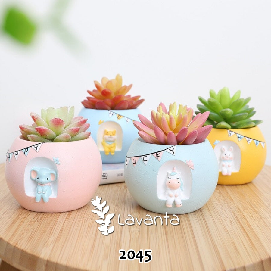 Hayvanlı Top Dörtlü Set Saksı Kalıpları