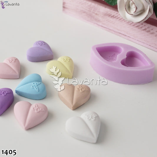 İkili Kelebekli Kalp Silikon Kalıbı