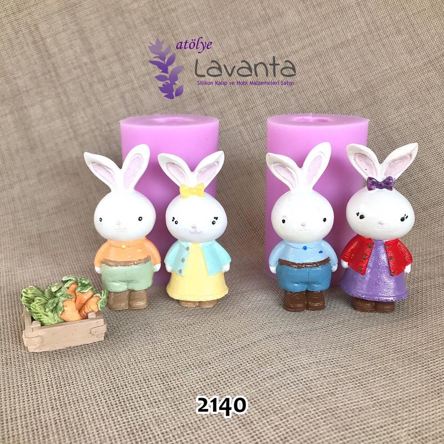 İkili Tavşan Biblo Silikon Kalıbı