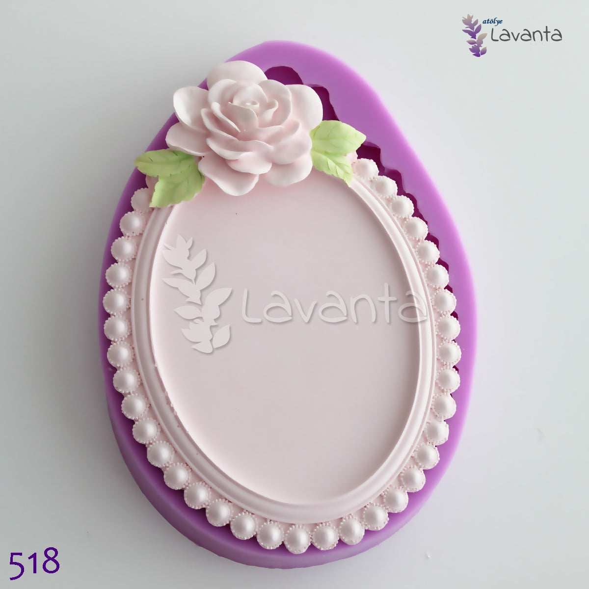 İnci Detaylı Vintage Çerçeve Silikon Kalıbı