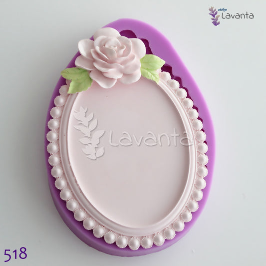 İnci Detaylı Vintage Çerçeve Silikon Kalıbı