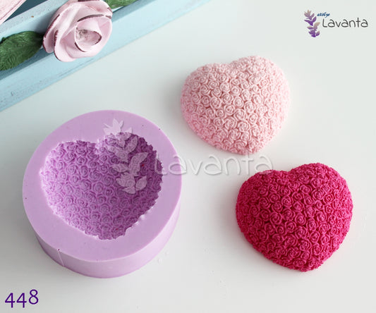 Büyük Kalp Gül Silikon Kalıbı