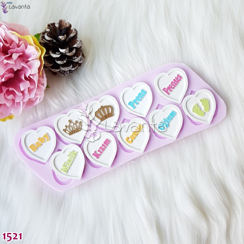 Mini Kalp Etiketler Kokulu Taş Kalıpları
