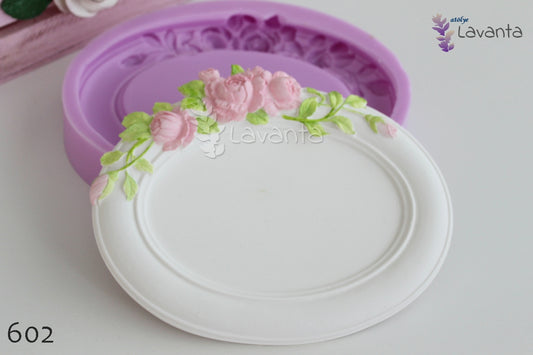 Güllü Oval Çerçeve Silikon Kalıbı