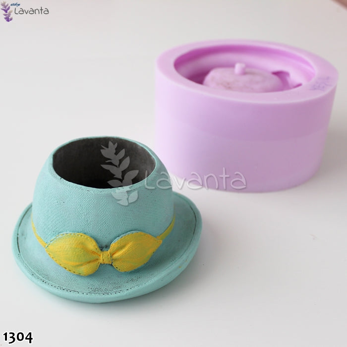 Kurdeleli Şapka Saksı Silikon Kalıbı