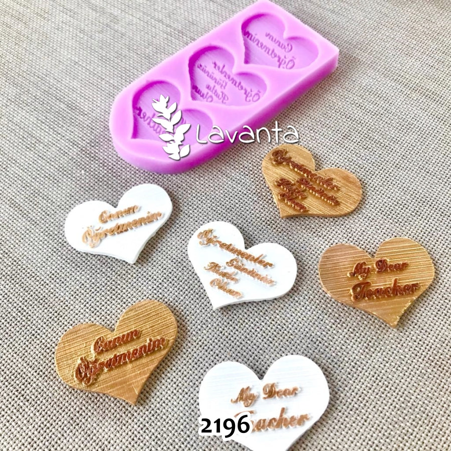 Öğretmenler Günü Kalp Etiket Silikon Kalıpları