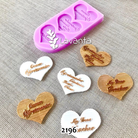 Öğretmenler Günü Kalp Etiket Silikon Kalıpları