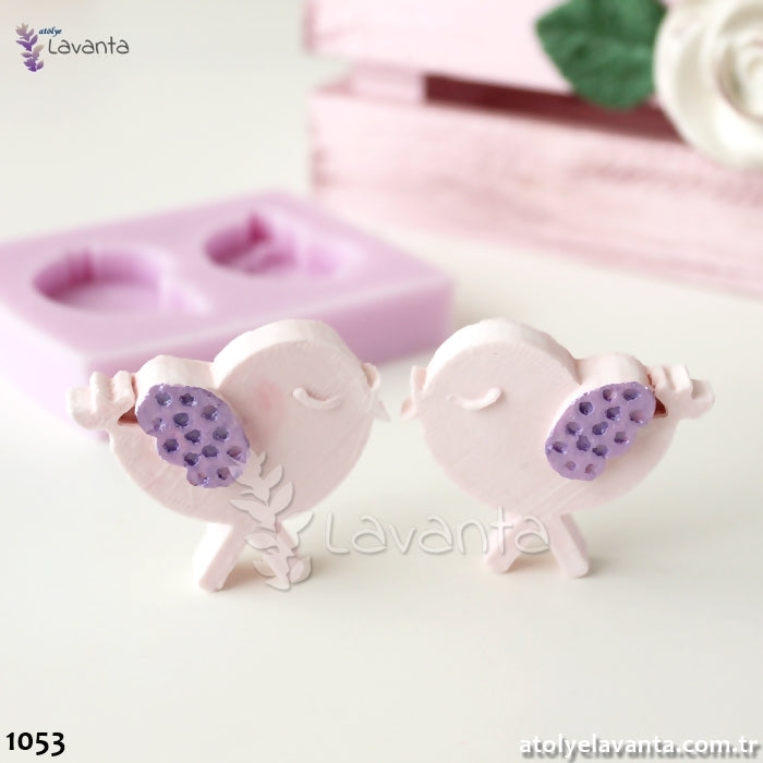 Ayaklı Öpüşen Kuşlar Silikon Kalıbı