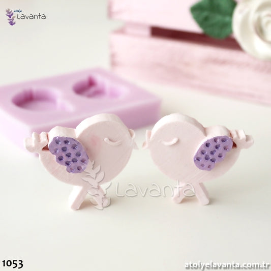 Ayaklı Öpüşen Kuşlar Silikon Kalıbı