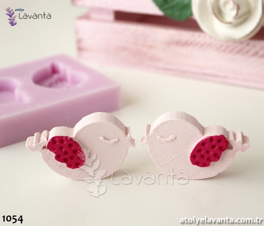 Oturan Öpüşen Kuşlar Silikon Kalıbı