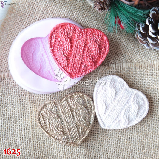 Örgü Kalp Kokulu Taş Silikon Kalıbı