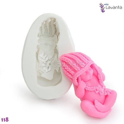 Örgü Şapkalı Yatan Bebek Silikon Kalıbı