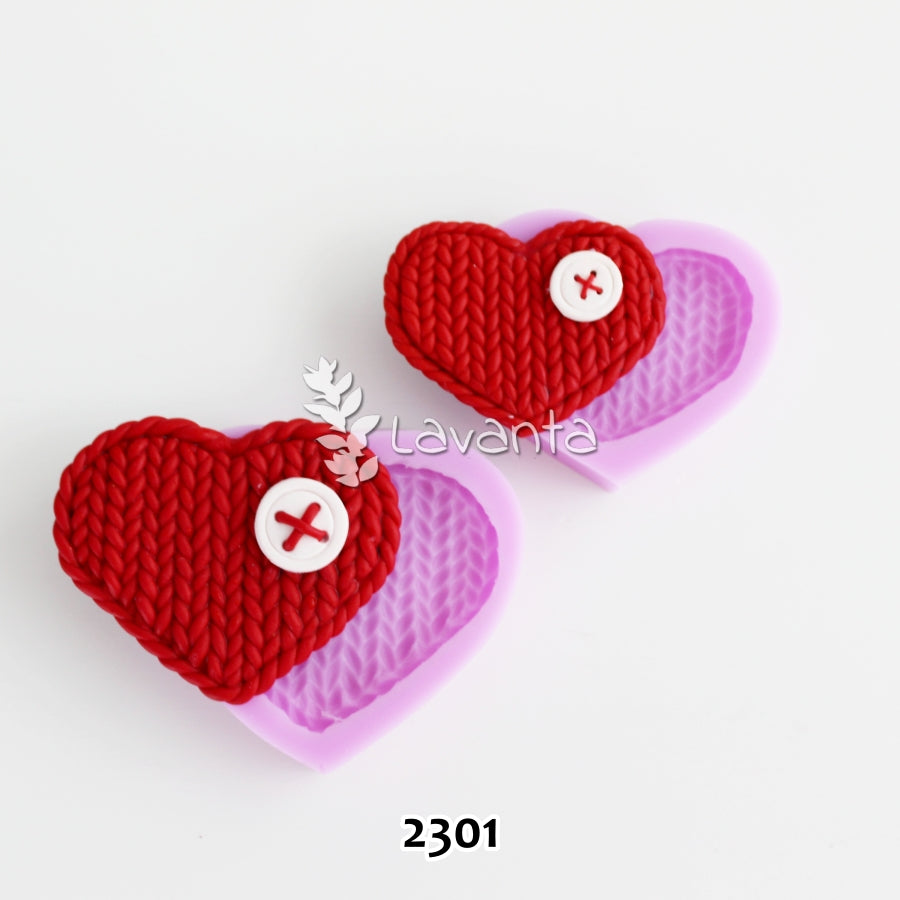 Örgülü Kalp İkili Set Silikon Kalıpları
