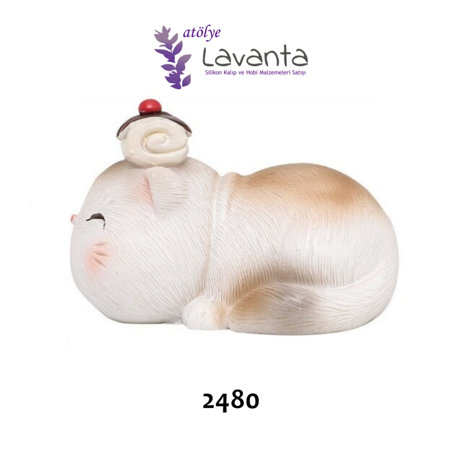 Pastacı Yatan Kedicik Silikon Kalıbı