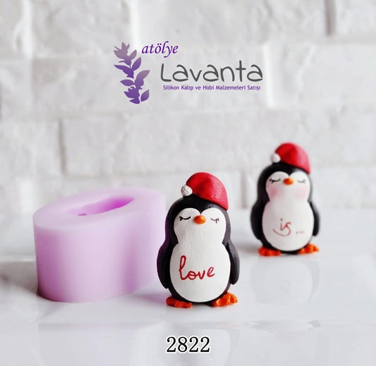 Şapkalı 2D Penguen Silikon Kalıbı