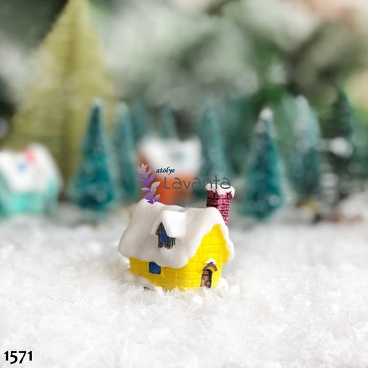 Teraryum Minyatür Karlı Sarı Ev Silikon Kalıbı