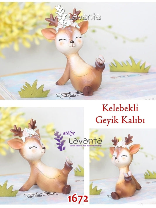 Üç Boyutlu Kelebekli Geyik Silikon Kalıbı