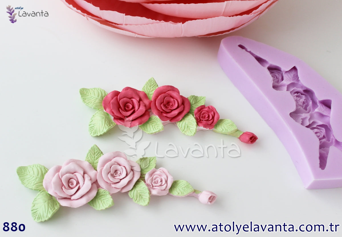 Üçlü Gül Motif Silikon Kalıbı