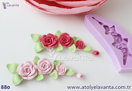 Üçlü Gül Motif Silikon Kalıbı