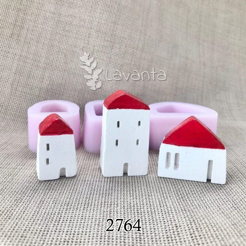 Üçlü Mini Evler Silikon Kalıbı