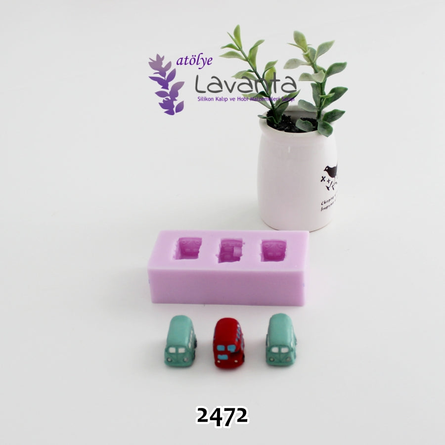 Üçlü Otobüs Saksı Dibi Süsü Kalıbı