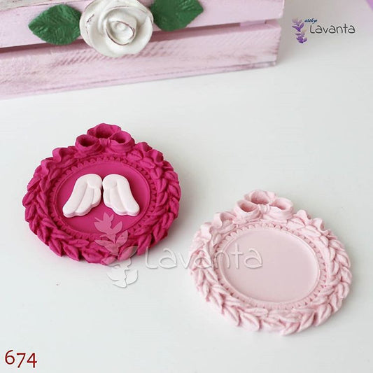 Yaprak Detaylı Yuvarlak Çerçeve Silikon Kalıbı